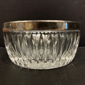 Vtg F.B. Rogers Silver Co. Crystal Bowl w/ Silverplate Rim